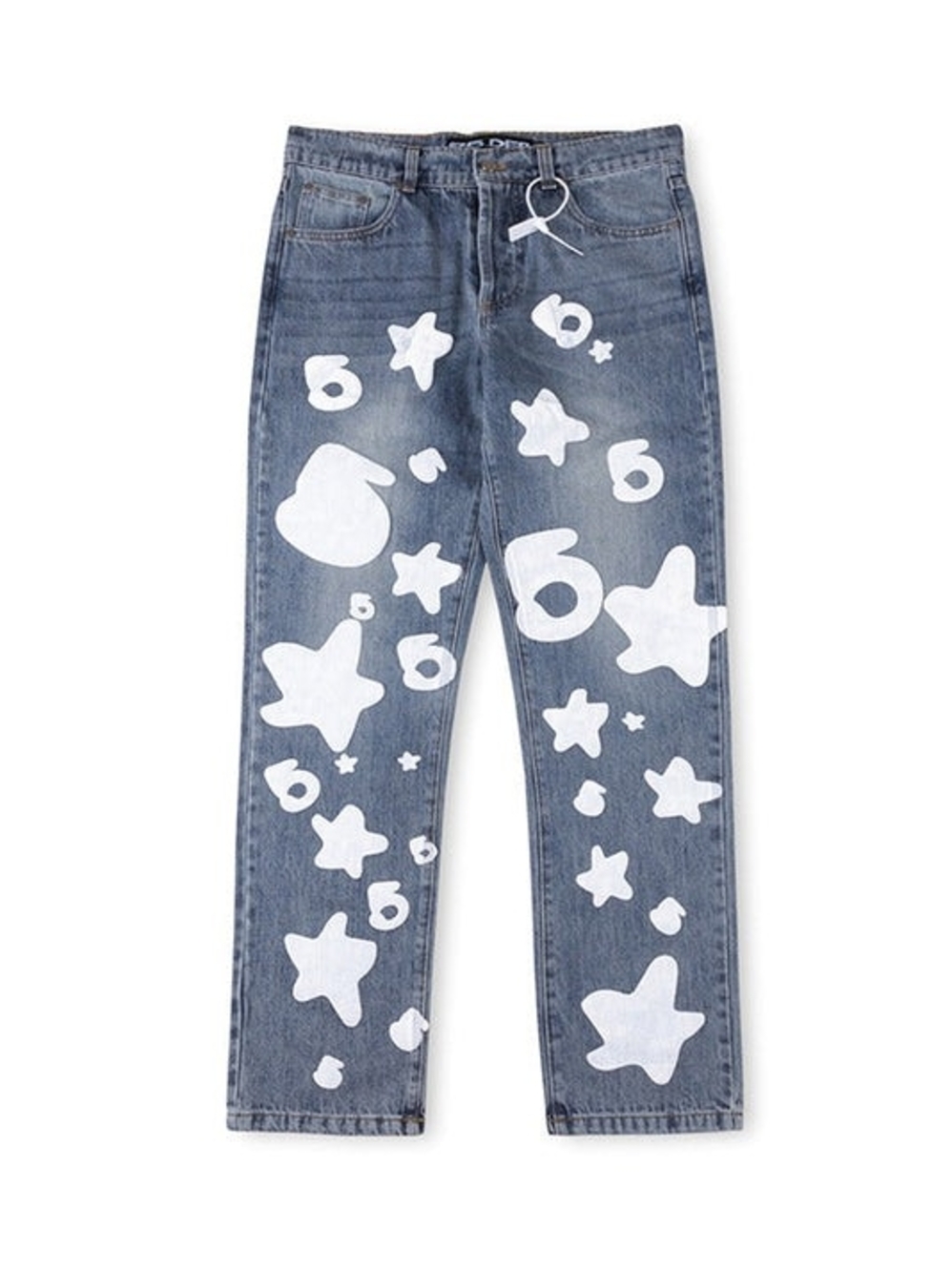 Kids Blue Denim Jeans with White Star Print